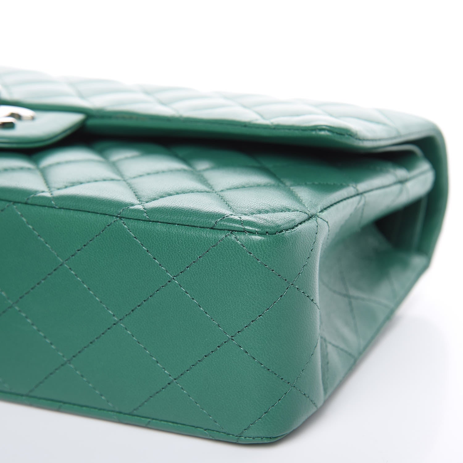 Chanel Lambskin Quilted Medium Double Flap Green 11 of 13