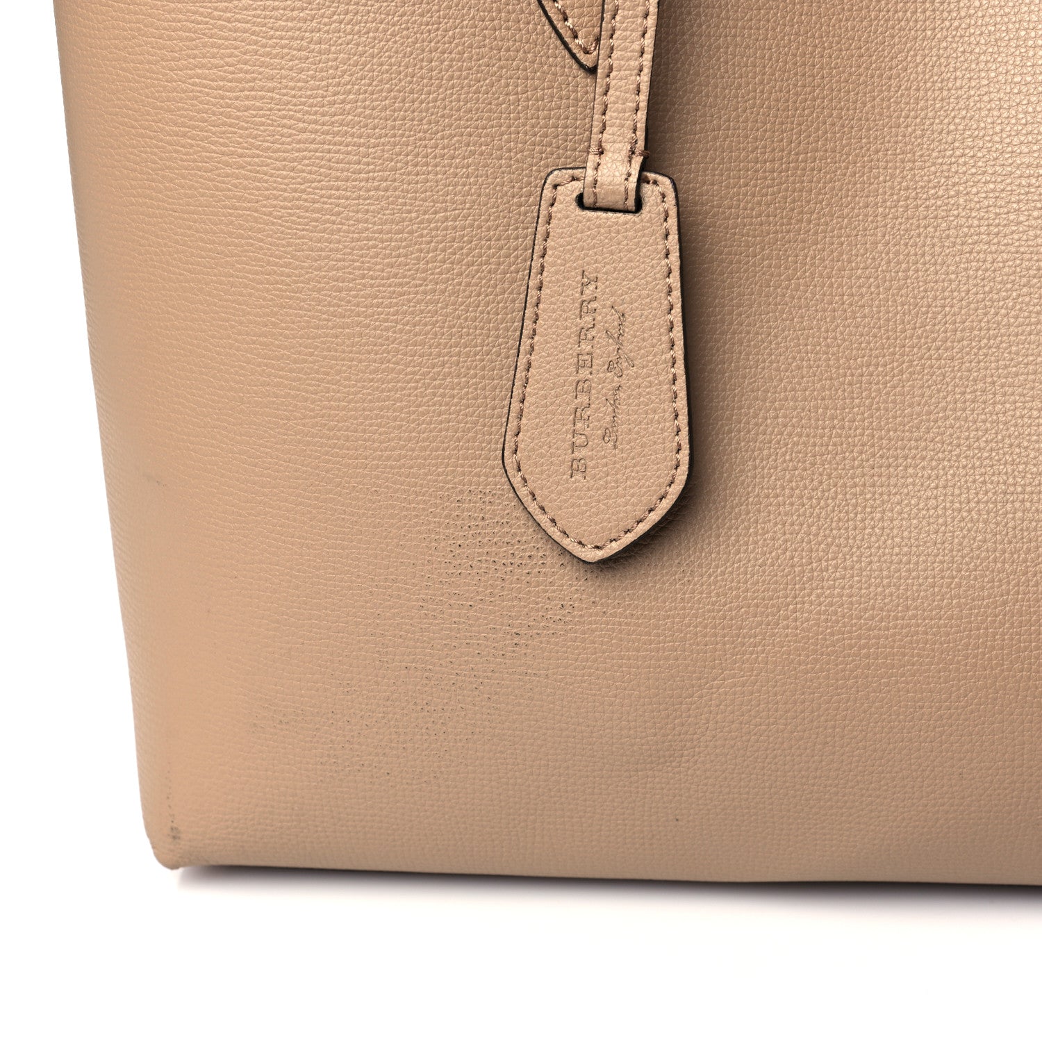 Burberry Grainy Calfskin Haymarket Check Small Reversible Tote Mid Camel 21 of 21