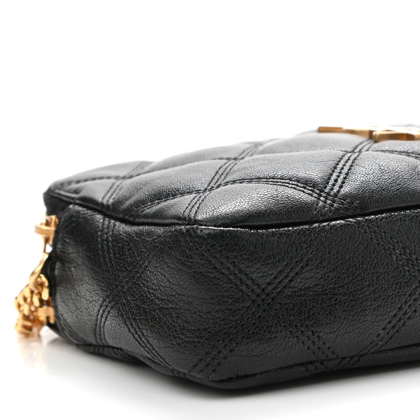 Grained Lambskin Quilted Mini Becky Double Zip Bag Black