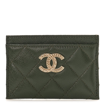 Chanel Caviar Quilted Multi Chain Card Holder Green 1 of 10