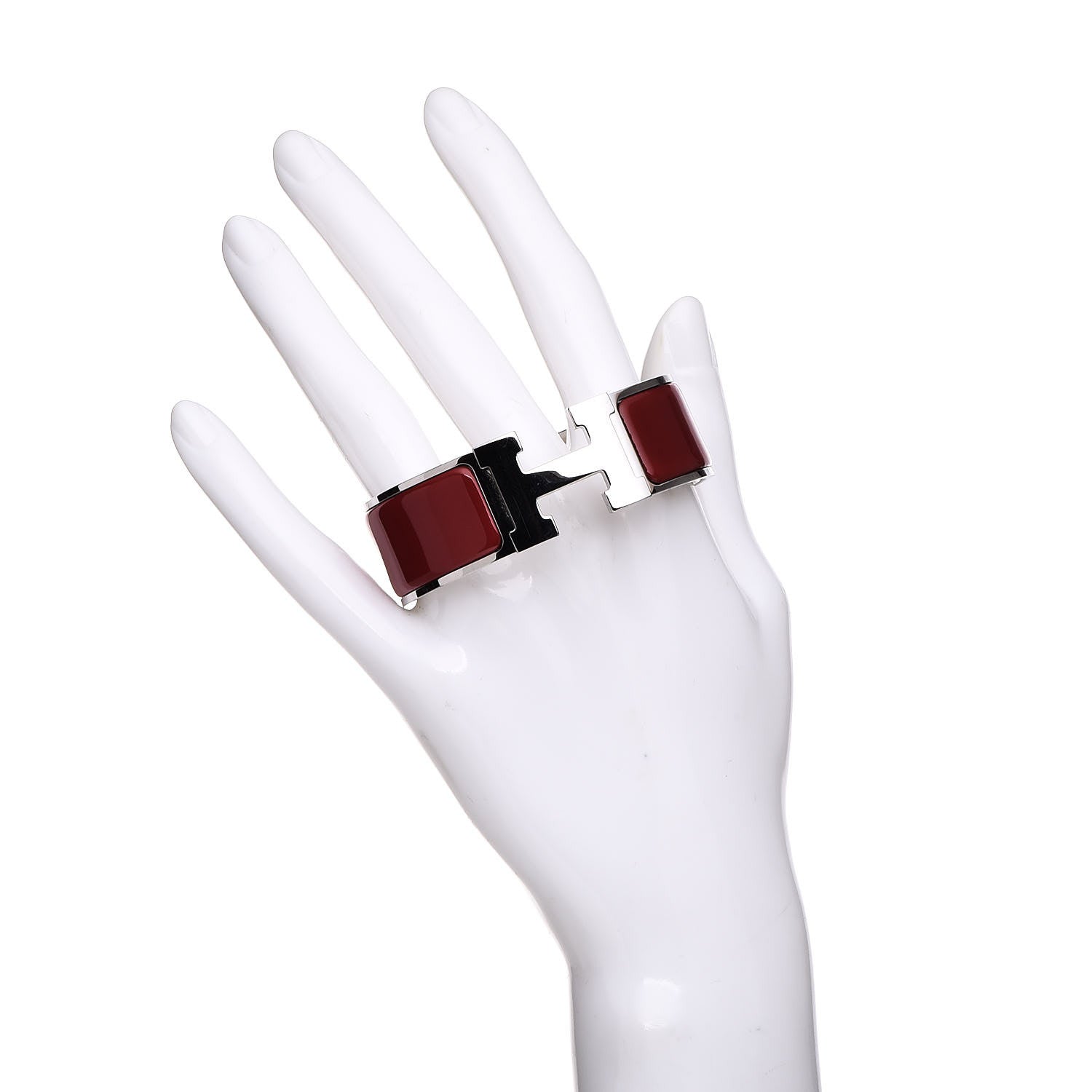 Hermes Enamel Wide Clic Clac H Bracelet PM Red 2 of 5