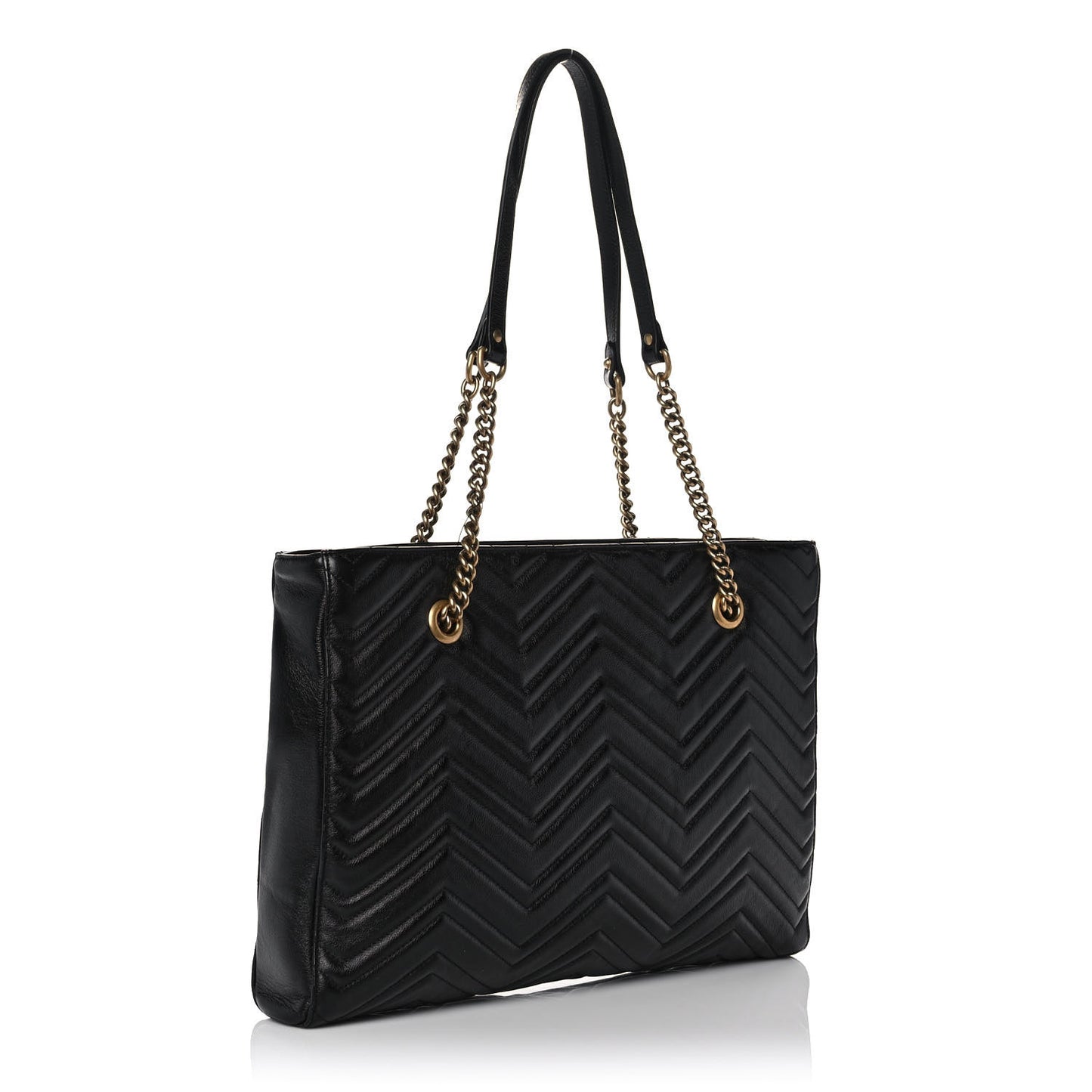 Vintage Calfskin Matelasse Medium GG Marmont Slim Tote Black