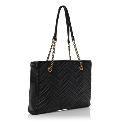 Gucci Vintage Calfskin Matelasse Medium GG Marmont Slim Tote Black 3 of 11