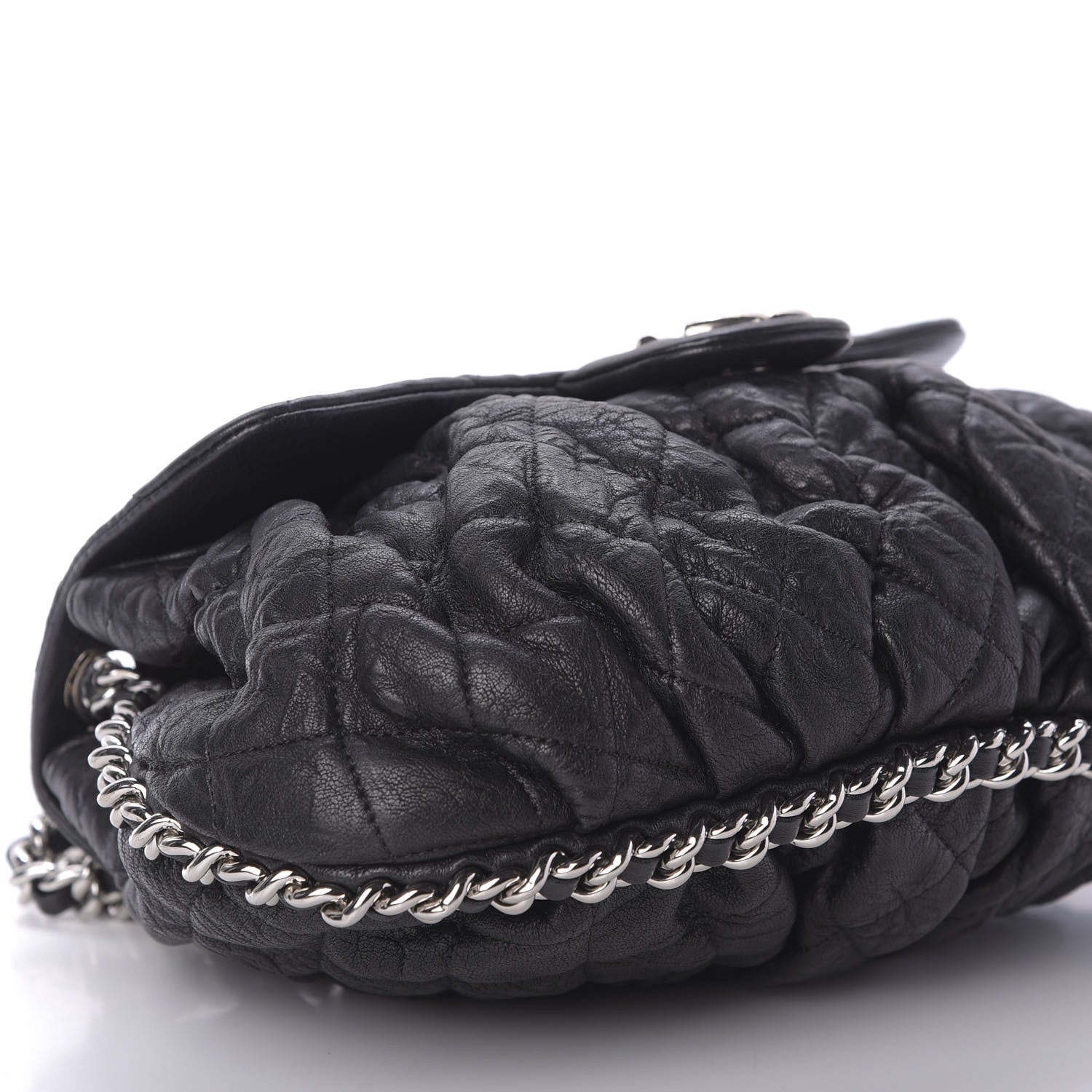 Chanel Washed Lambskin Quilted Mini Chain Around Flap Black 6 of 10