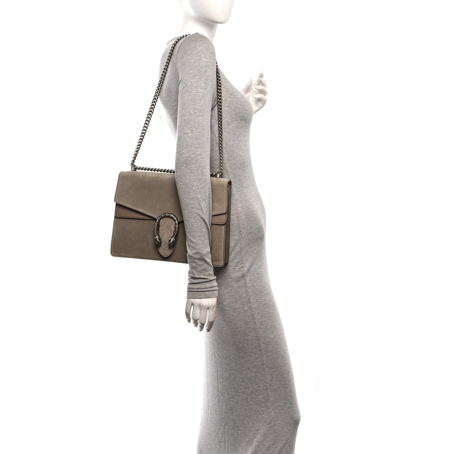 Suede Medium Dionysus Shoulder Bag Taupe Taupe