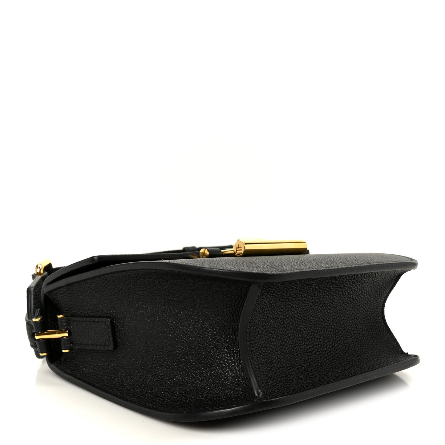 Grained Calfskin Mini T Clasp Tara Crossbody Bag Black