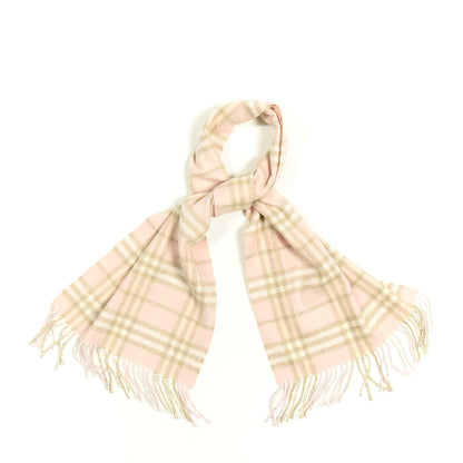 Burberry Cashmere Check Fringe Scarf Pink 1 of 3