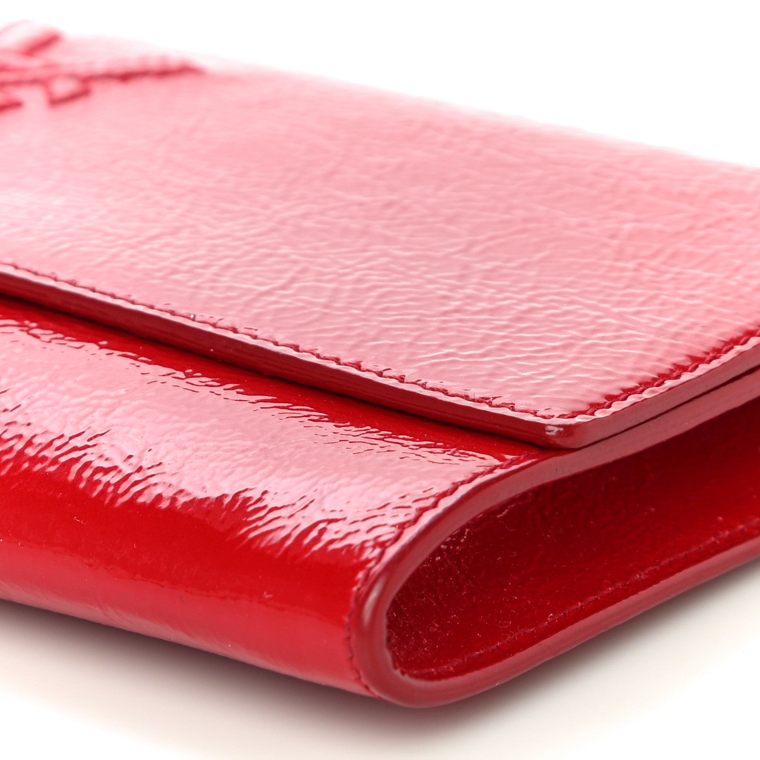 Saint Laurent Textured Patent Small Belle De Jour Clutch Red 9 of 9