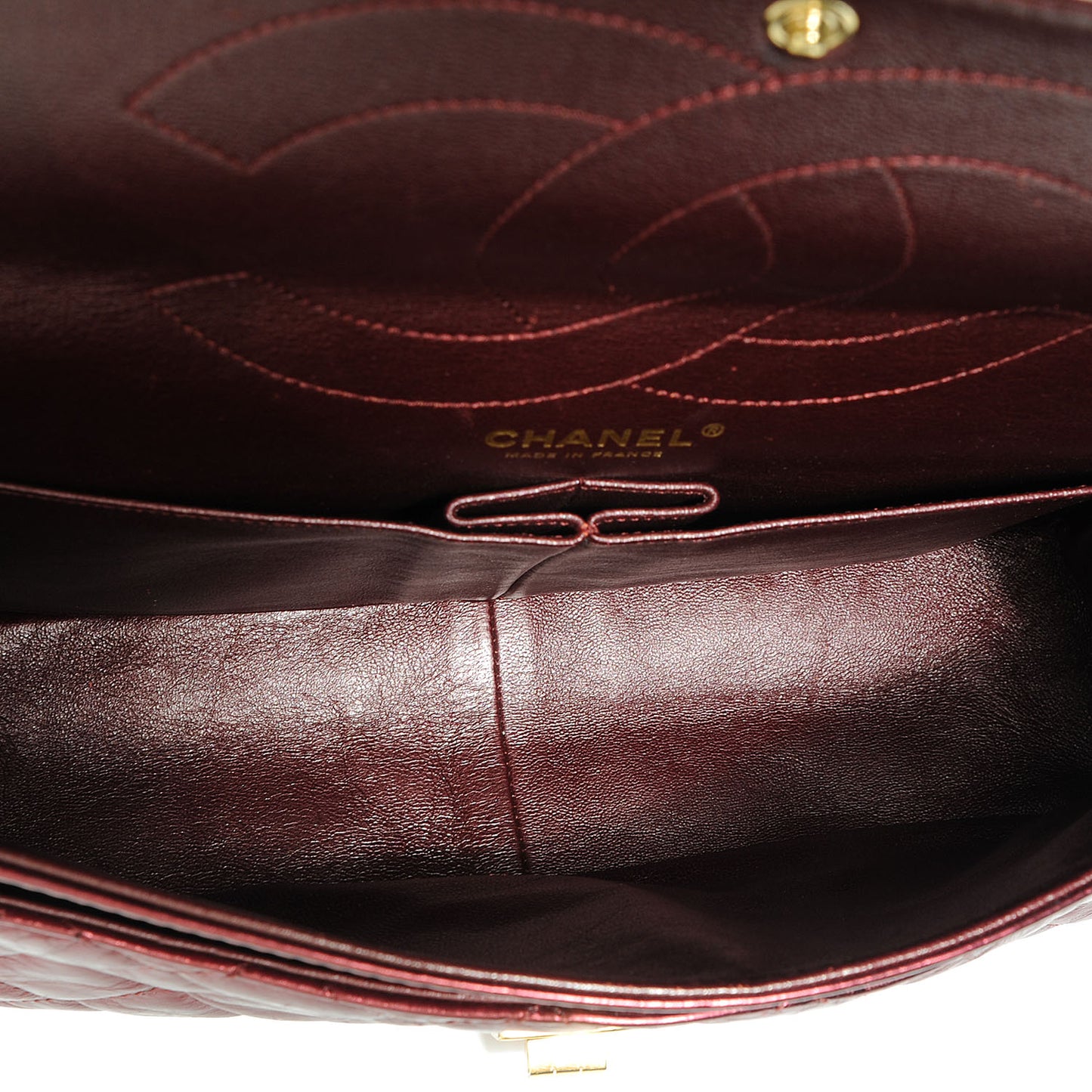 Calfskin 2.55 Reissue 227 Flap Metallic Dark Red