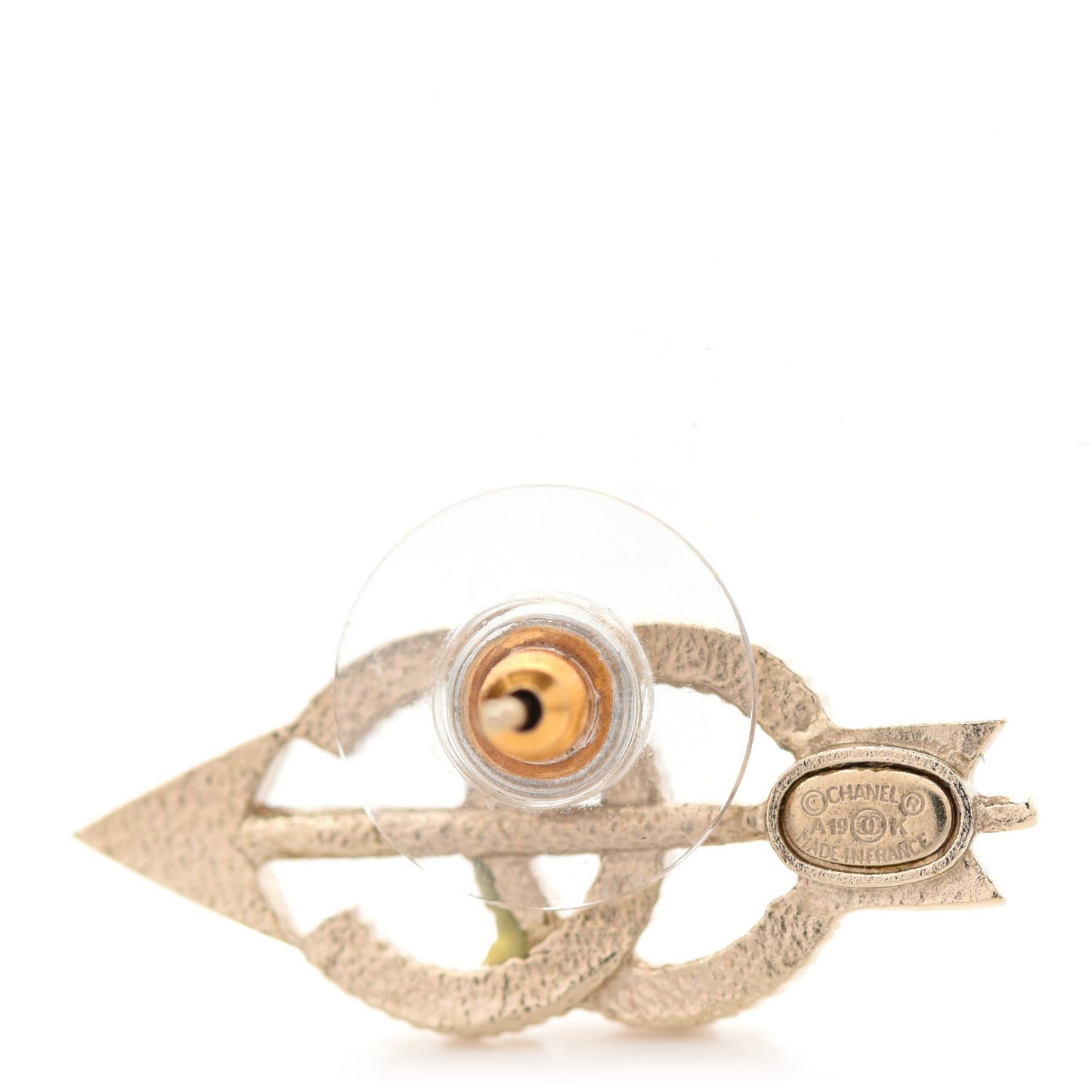Metal Crystal CC Arrow Earrings Gold
