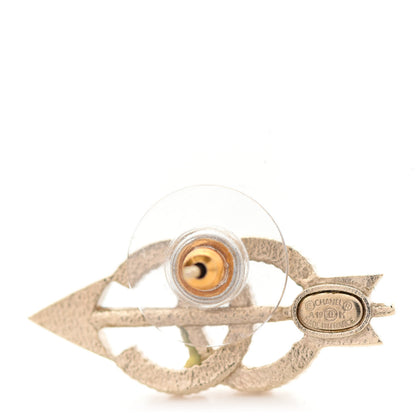 Chanel Metal Crystal CC Arrow Earrings Gold 4 of 5