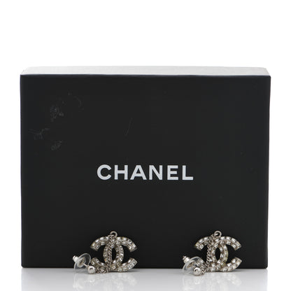 Chanel Baguette Crystal CC Drop Earrings Silver 5 of 5