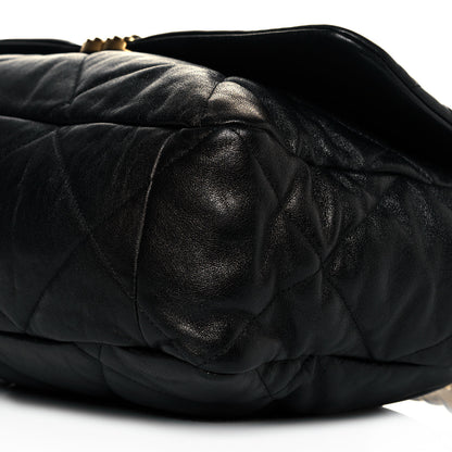 Chanel Shiny Goatskin Quilted Maxi Chanel 19 Flap Black 10 of 14