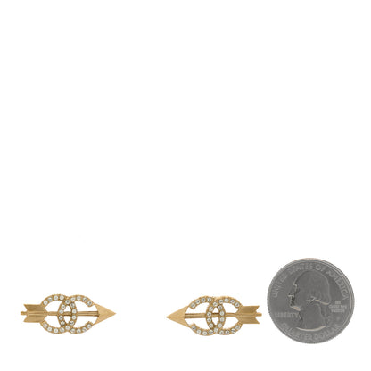 Chanel Metal Crystal CC Arrow Earrings Gold 2 of 4
