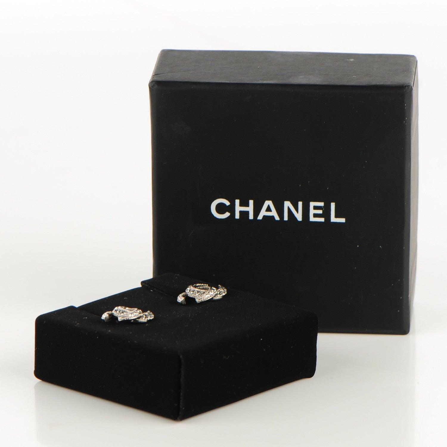 Chanel Crystal Moon CC Earrings Silver 5 of 5