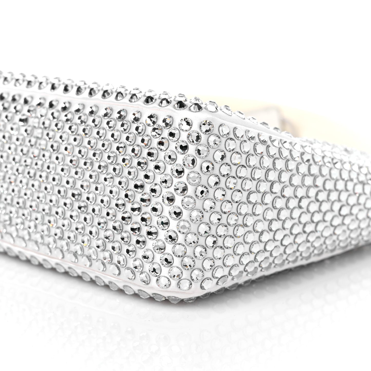 Satin Crystal Mini Re-Edition 2000 Bag White
