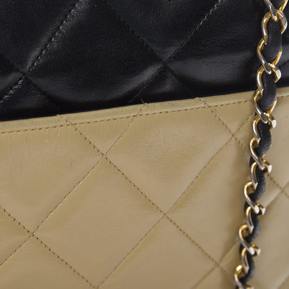 Chanel Lambskin Quilted Bi-Color Flap Beige Black 9 of 20