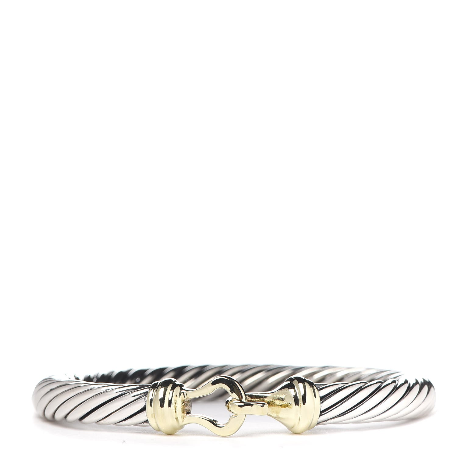 David Yurman Sterling Silver 14K Yellow Gold 7mm Cable Classic Buckle Bracelet 1 of 6