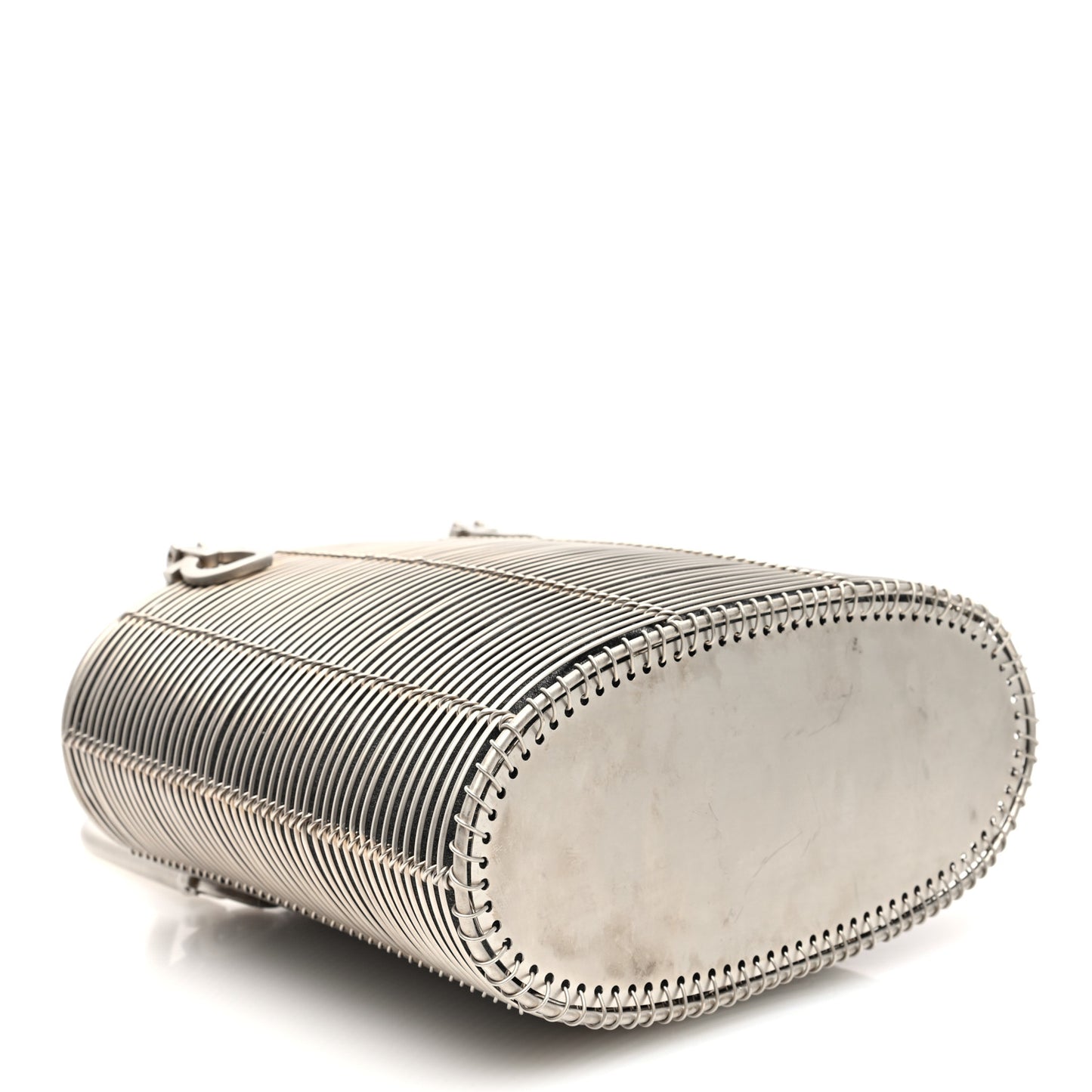 Metal Cage Gancini Bucket Bag Silver
