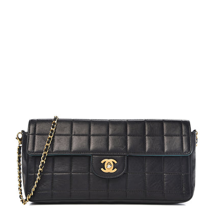 Chanel Lambskin Quilted East West Chocolate Bar Flap Navy 1 of 19