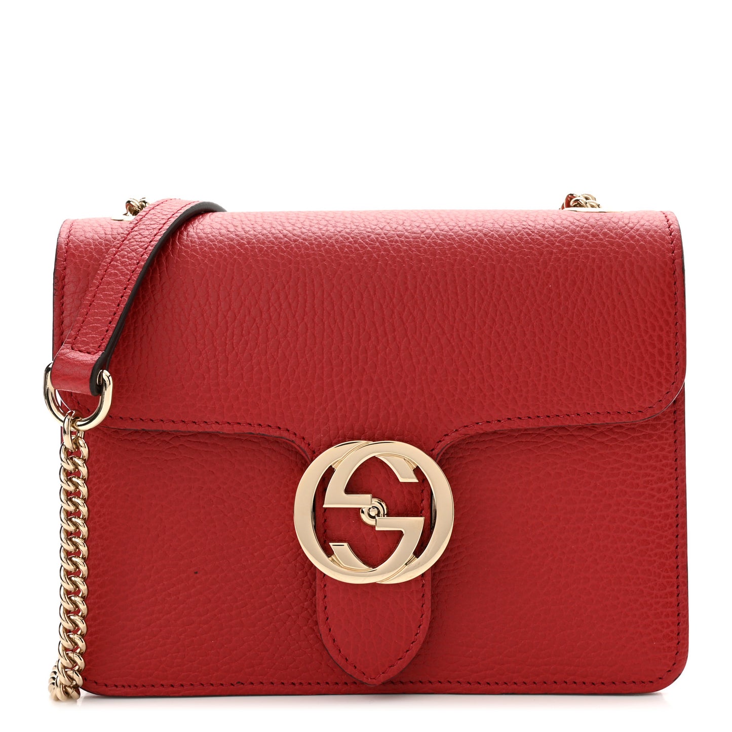 Dollar Calfskin Small Interlocking G Shoulder Bag Red