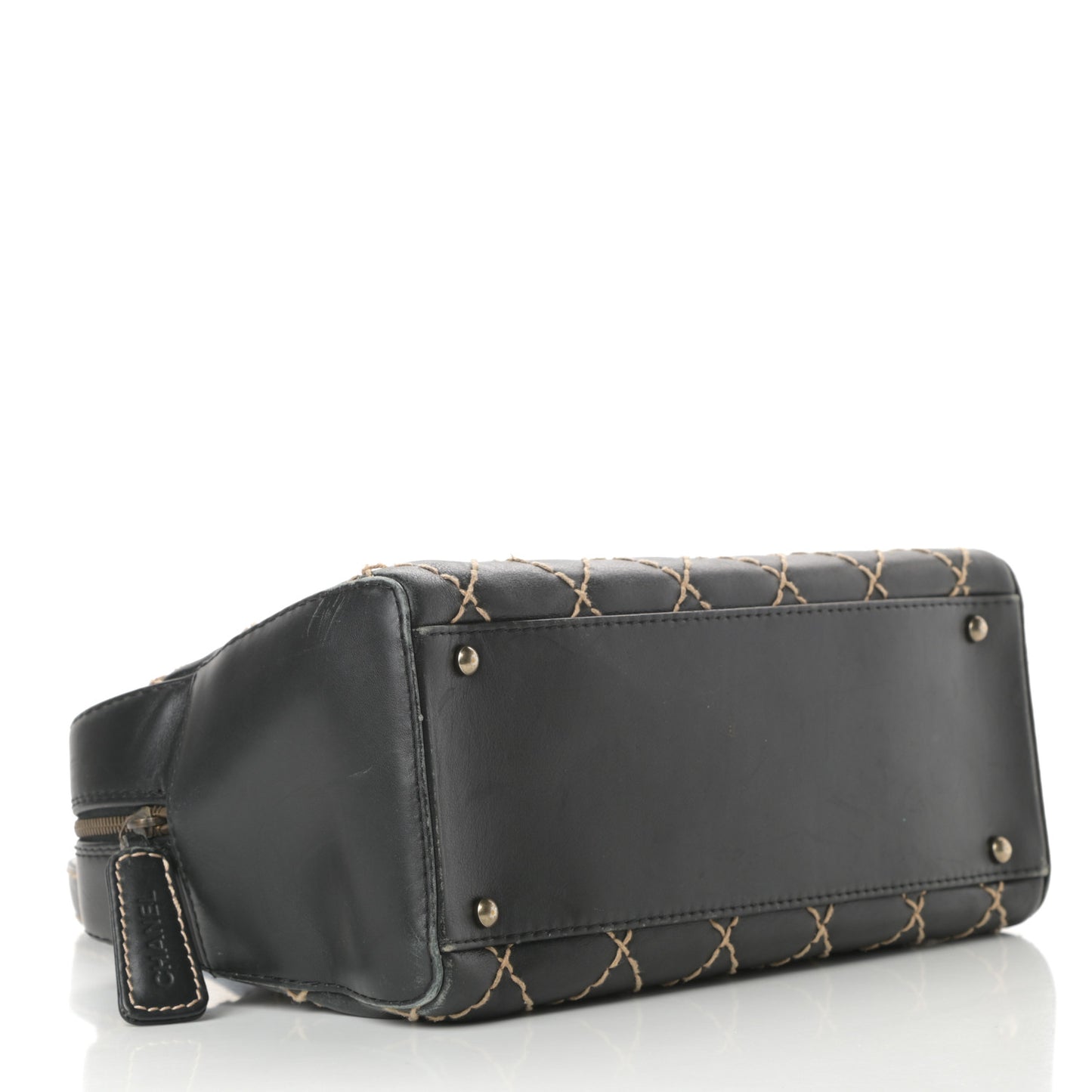 Calfskin Contrast Stitch Surpique Bowler Black