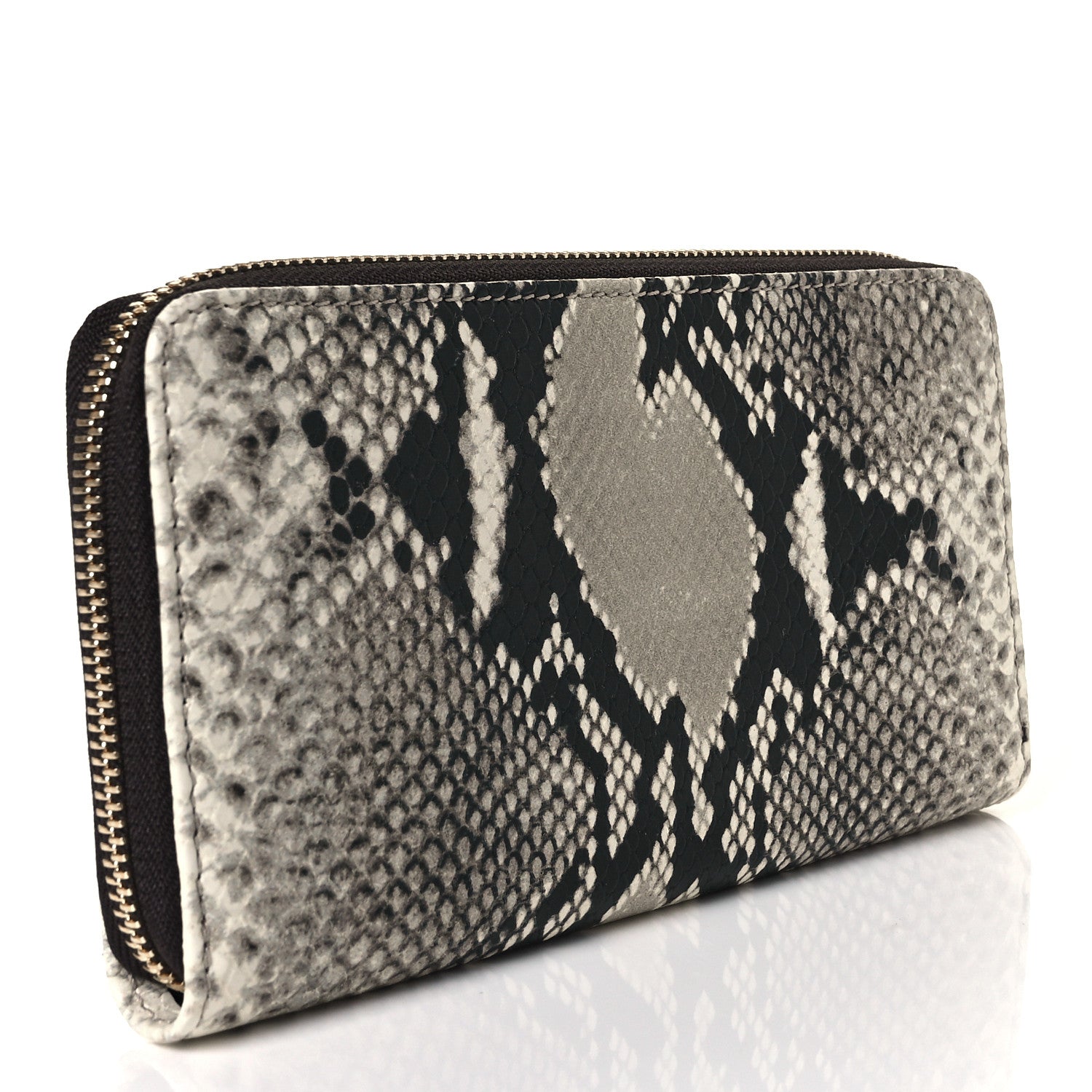 Jimmy Choo Snakeskin Embossed Zip Around Wallet Black White 3 of 8