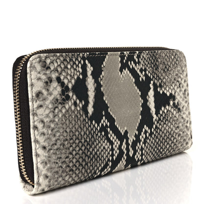 Jimmy Choo Snakeskin Embossed Zip Around Wallet Black White 3 of 8