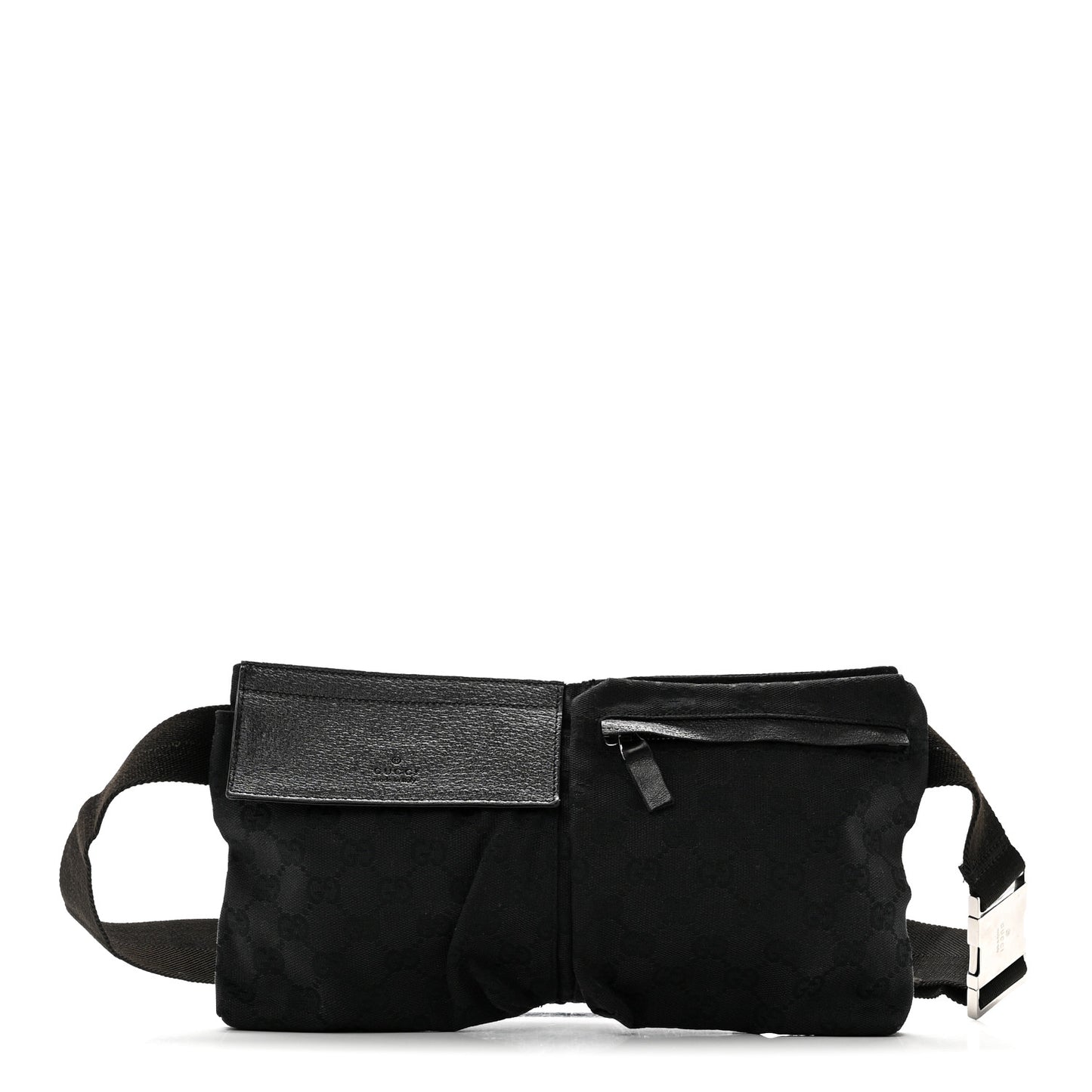 GG Monogram Double Pocket Belt Bag Black