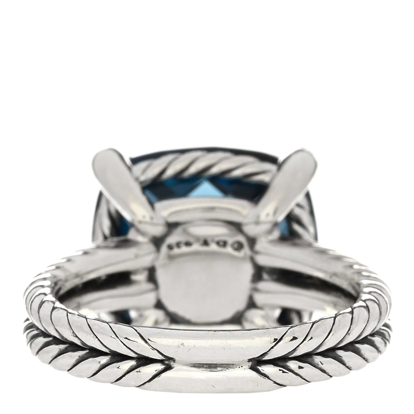 Sterling Silver Diamond Hampton Blue Topaz 14mm Chatelaine Ring 52 6
