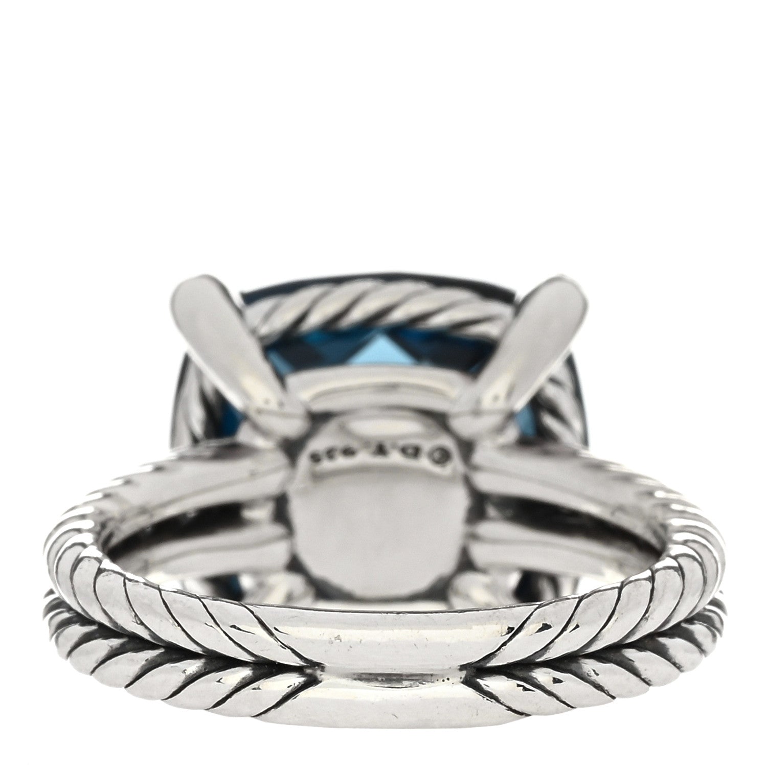 David Yurman Sterling Silver Diamond Hampton Blue Topaz 14mm Chatelaine Ring 52 6 3 of 6
