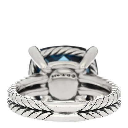 David Yurman Sterling Silver Diamond Hampton Blue Topaz 14mm Chatelaine Ring 52 6 3 of 6