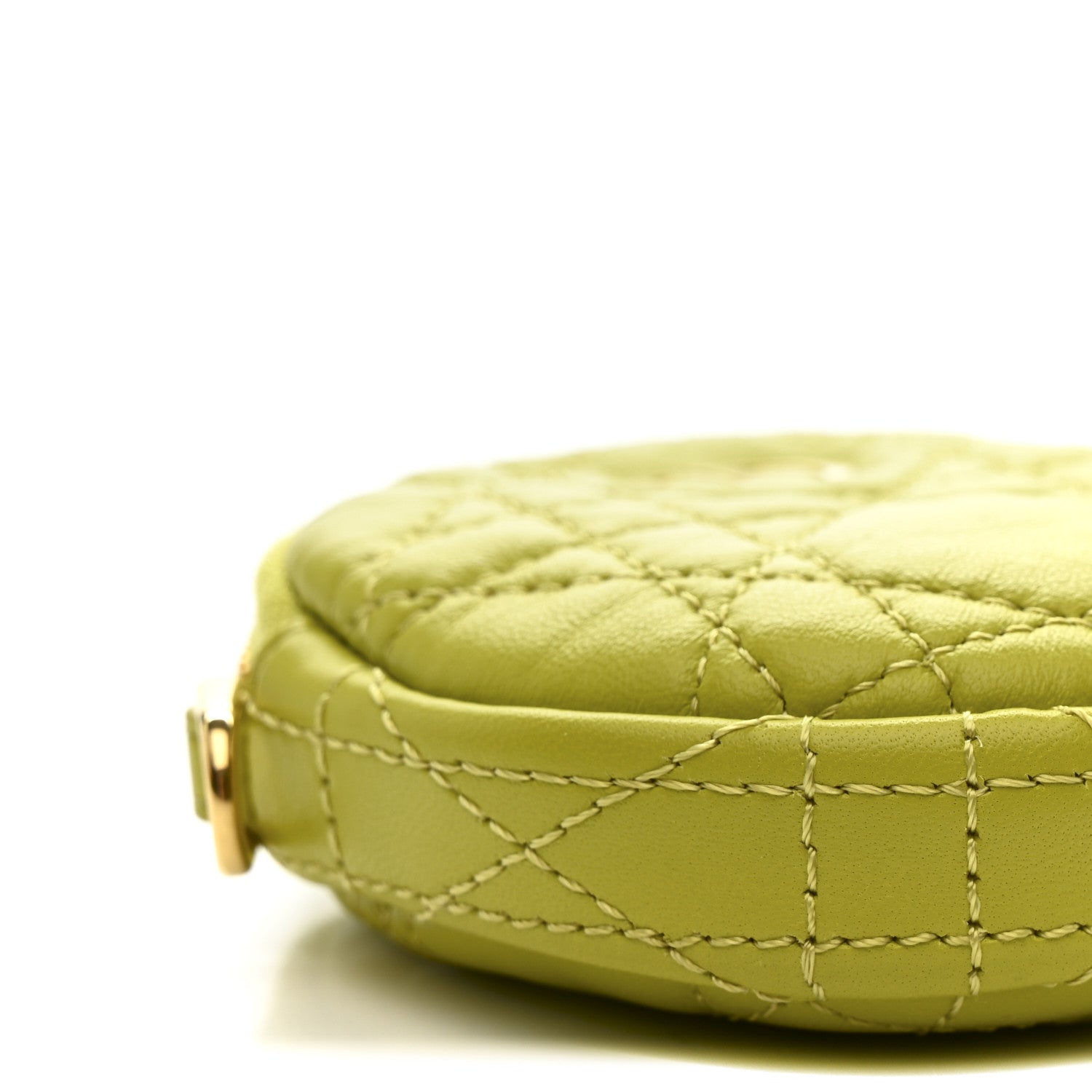 Christian Dior Lambskin Mini Cannage Round Caro Crossbody Pouch Lime 9 of 10