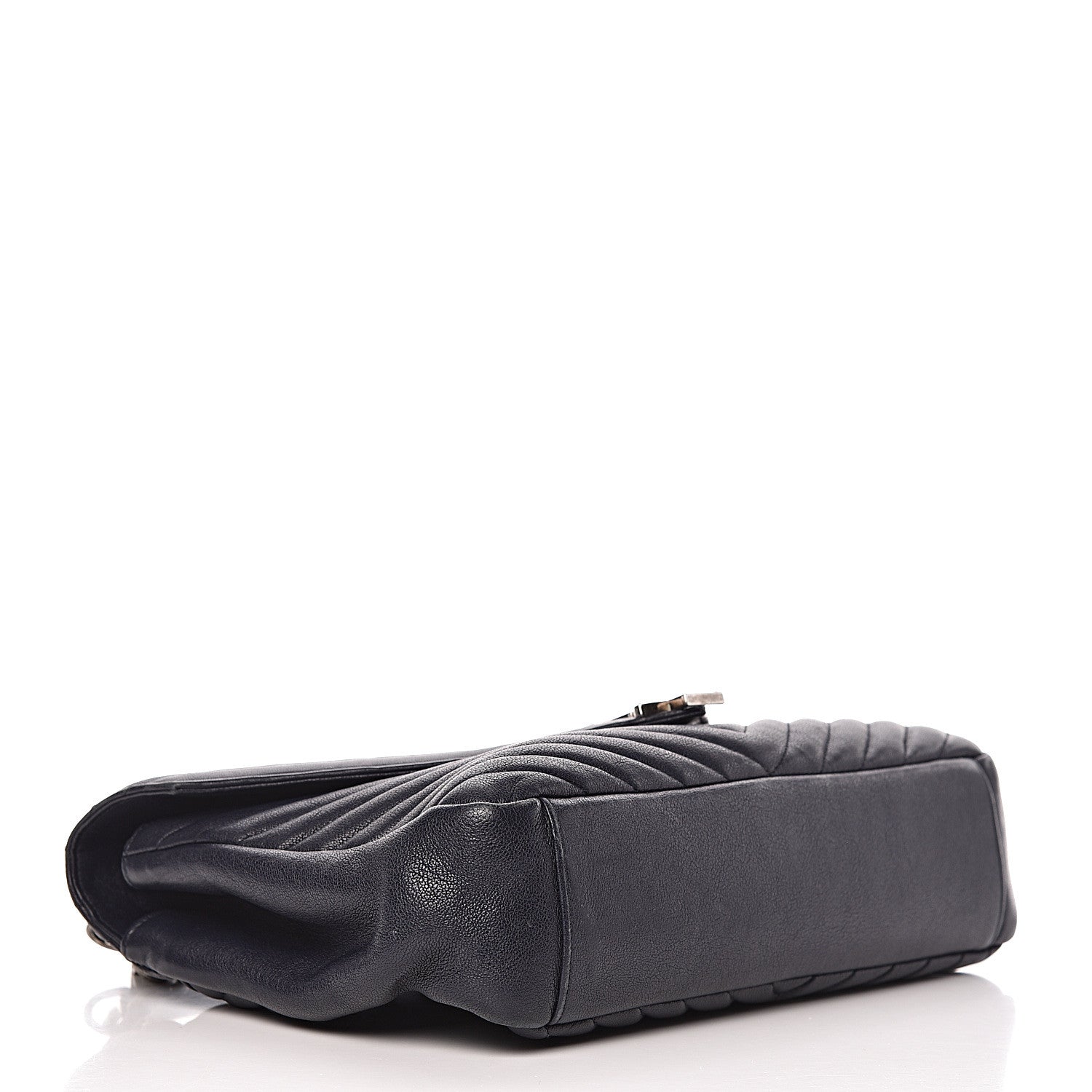 Saint Laurent Sheepskin Matelasse Chevron Monogram Large College Satchel Deep Marine 4 of 19