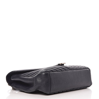 Saint Laurent Sheepskin Matelasse Chevron Monogram Large College Satchel Deep Marine 4 of 19