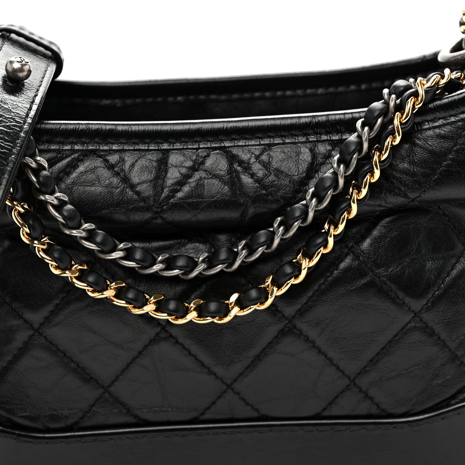 Chanel Aged Calfskin Quilted Small Gabrielle Hobo Black 8 of 12