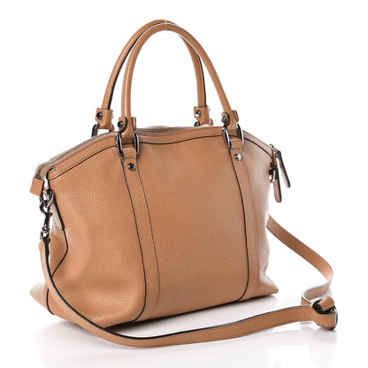 Gucci Pebbled Calfskin Medium GG Convertible Dome Satchel Beige 4 of 15