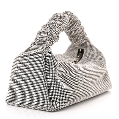 Alexander Wang Mesh Crystal Rhinestone Mini Scrunchie Clutch Black Silver 3 of 10