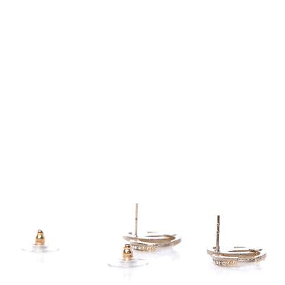 Chanel Crystal CC Moon Earrings Gold 3 of 5