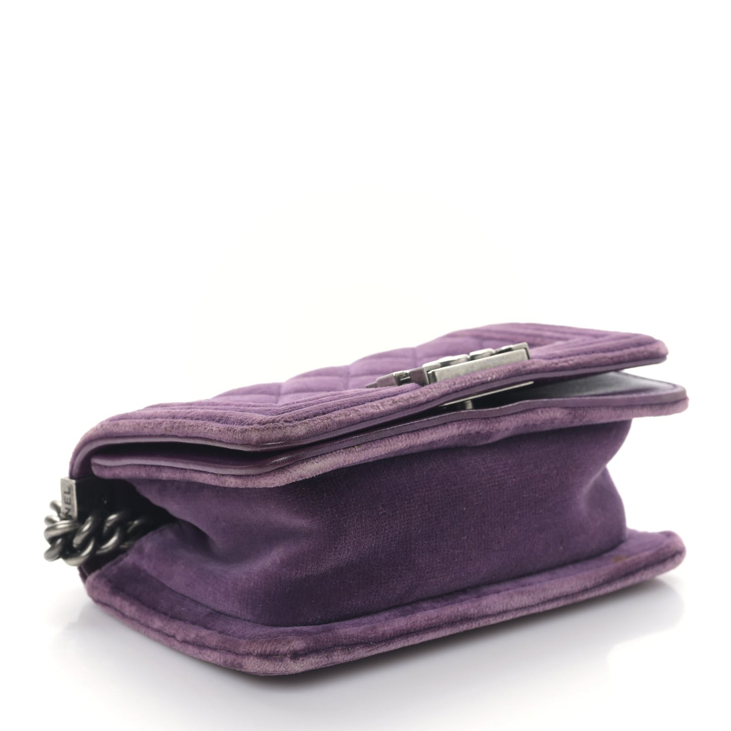 Velvet Quilted Mini Boy Flap Purple