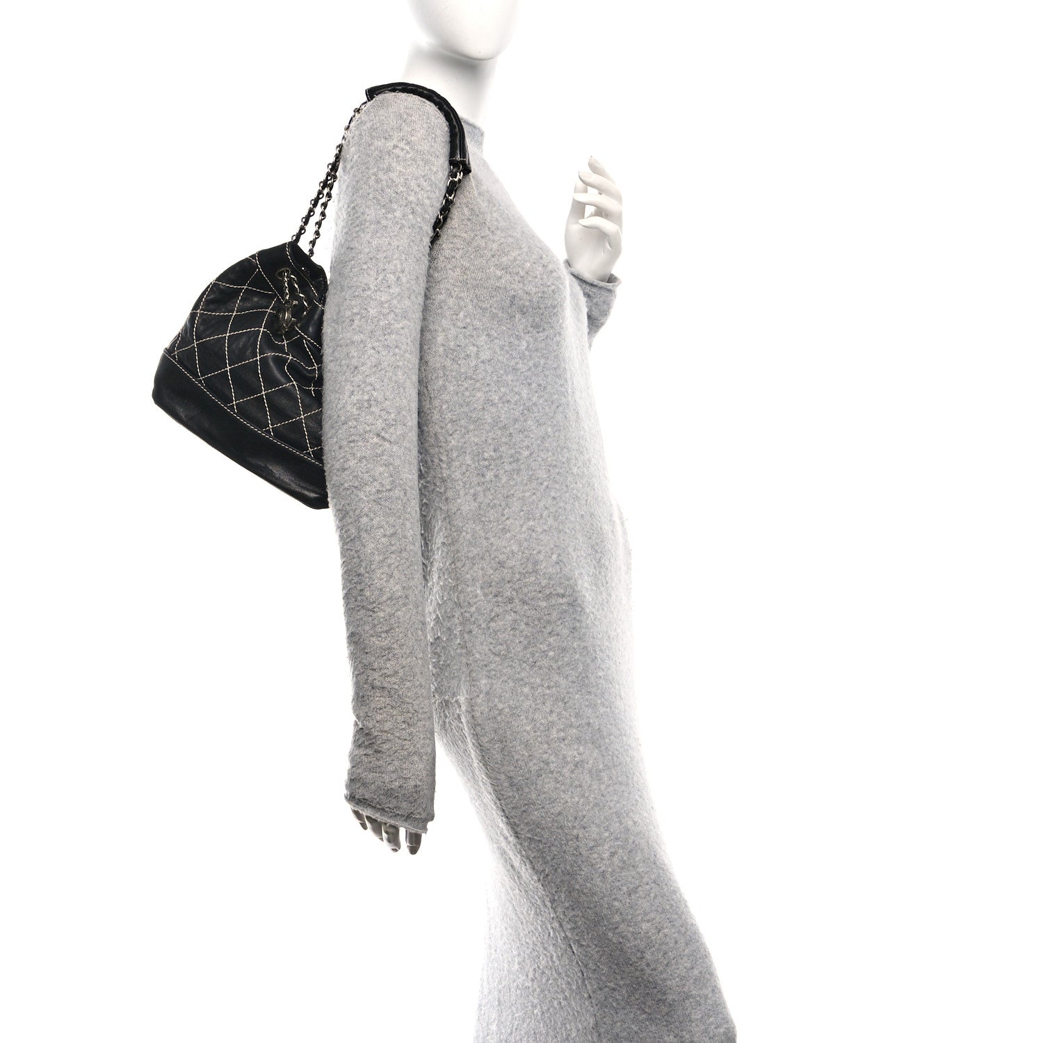 Chanel Calfskin Contrast Stitch Surpique Bucket Bag Black 2 of 10