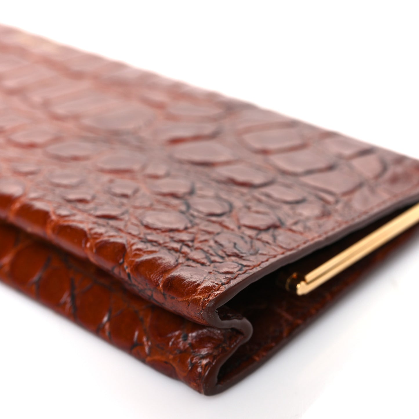 Lacquered Calfskin Crocodile Embossed Large Midnight