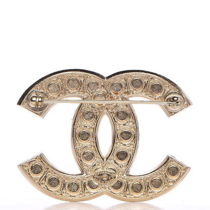 Chanel Pearl Crystal CC Brooch Gold 3 of 5