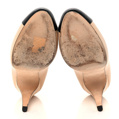 Chanel Lambskin CC Cap Toe Pumps 37.5 Beige Black 5 of 9