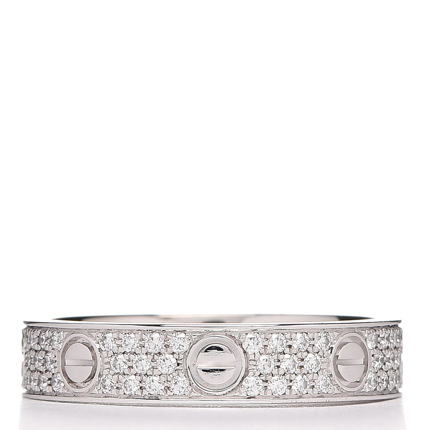 18K White Gold Diamond 4mm LOVE Wedding Paved Band Ring 52 6