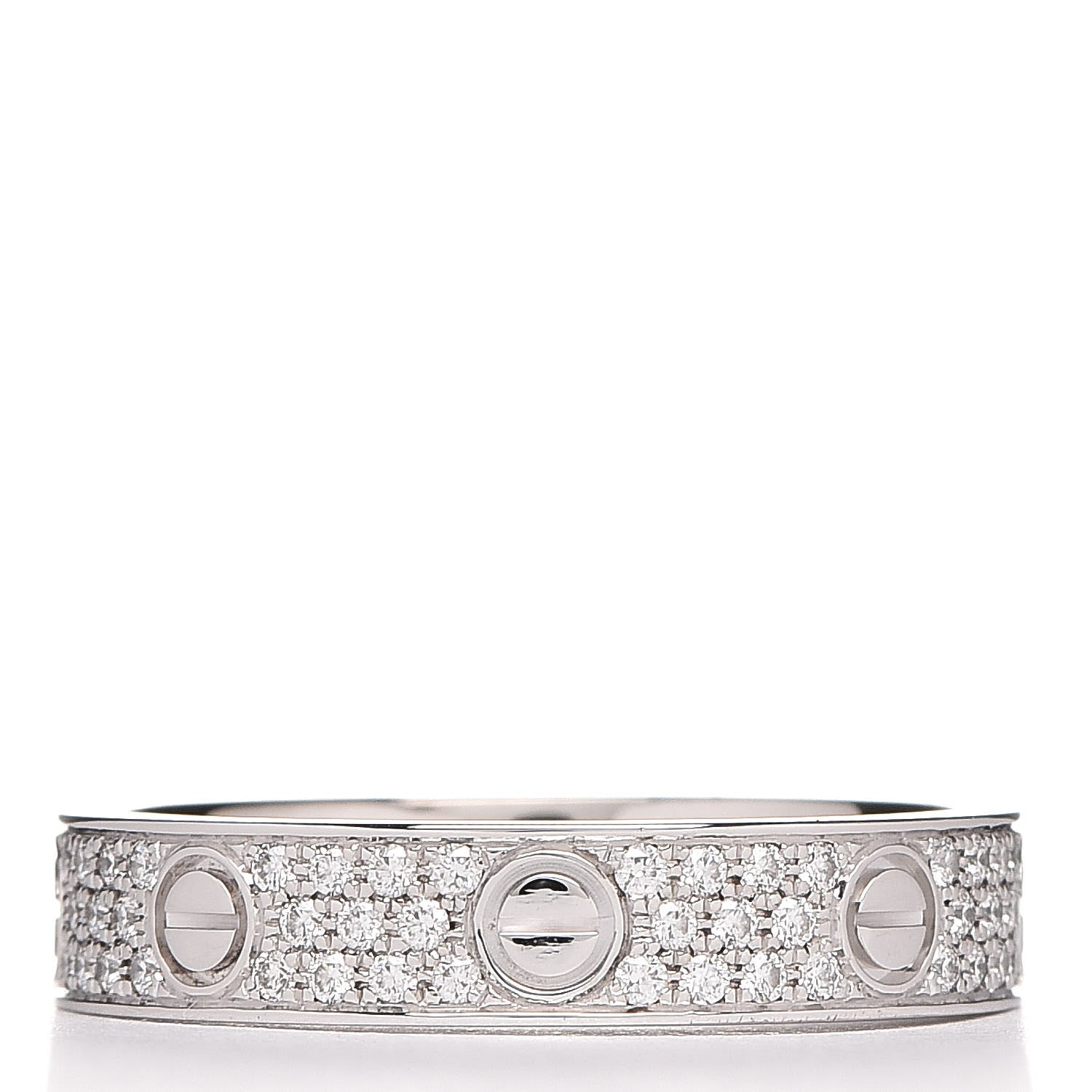 Cartier 18K White Gold Diamond 4mm LOVE Wedding Paved Band Ring 52 6 3 of 5