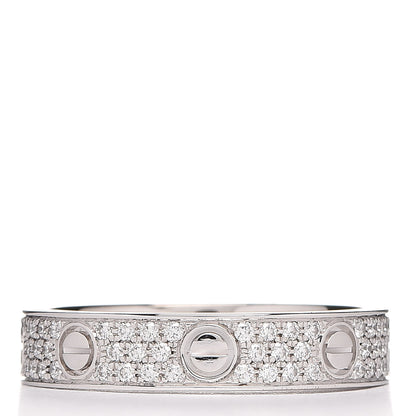 Cartier 18K White Gold Diamond 4mm LOVE Wedding Paved Band Ring 52 6 3 of 5