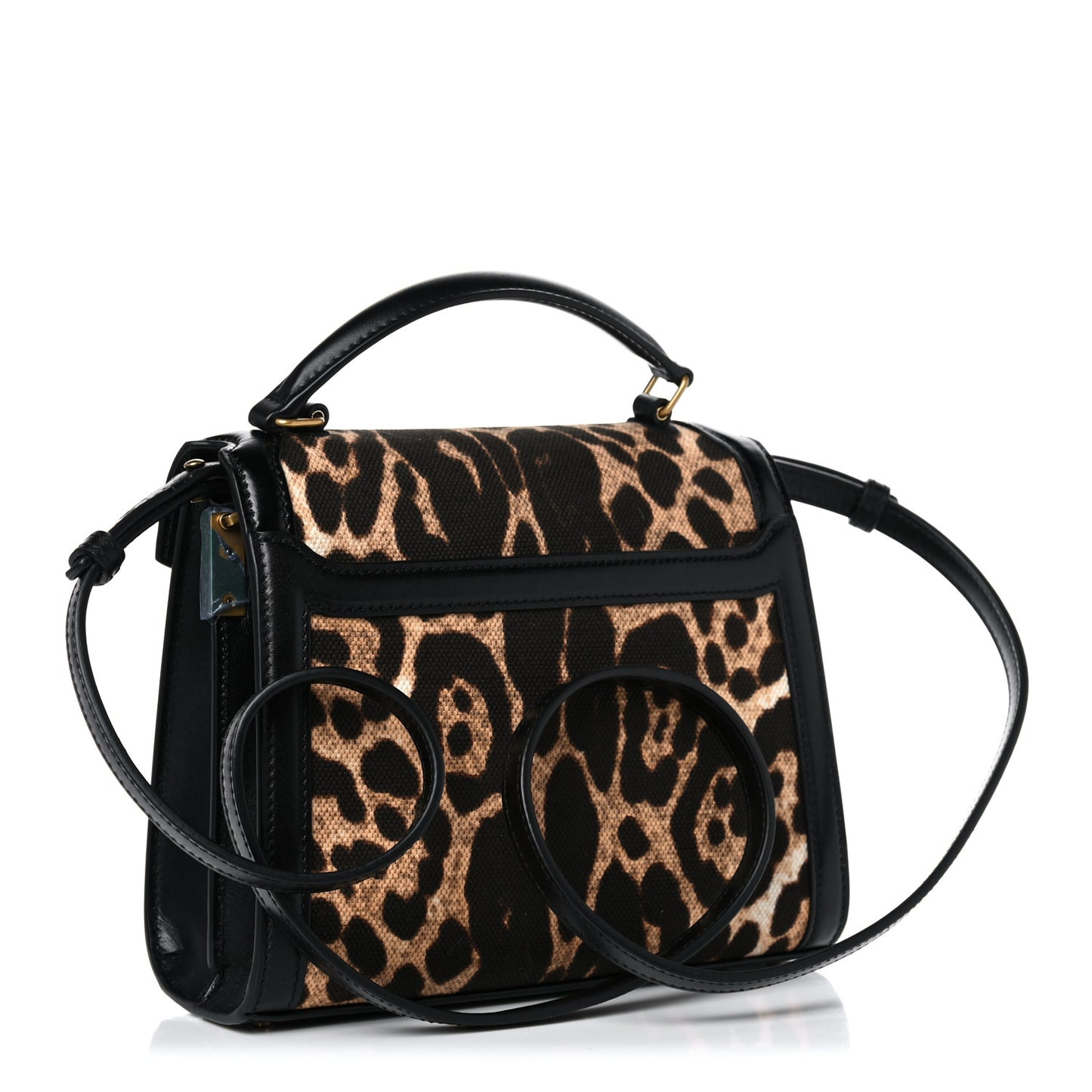 Canvas Leopard Print Mini Classic Monogram Cassandra Top Handle Black