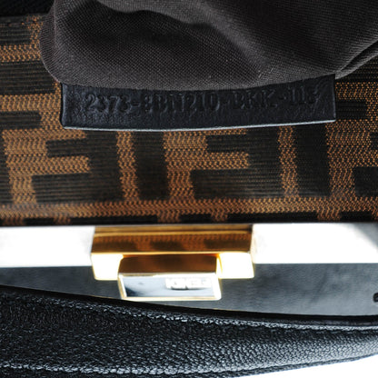 Fendi Goatskin Zucca Large Peekaboo Iconic Satchel Black Tobacco 7 of 9