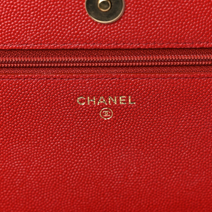 Chanel Caviar Quilted Vintage Mademoiselle Wallet On Chain WOC Red 6 of 12